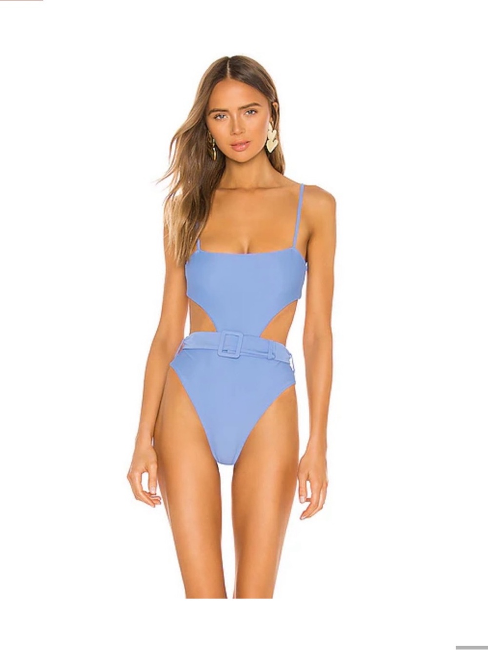 Camila Coelho Light Blue Cutout One-Piece with Belt